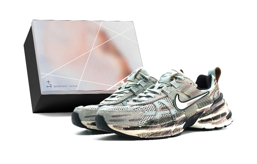 Nike V2K Run Anti-Slip Wear-Resistant Low-Top Running Shoes Women's Gray