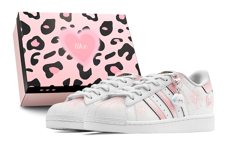 Adidas Originals Superstar Crystal Love Anti-Slip Wear-Resistant Low-Top Skateboard Shoes Unisex Pink White