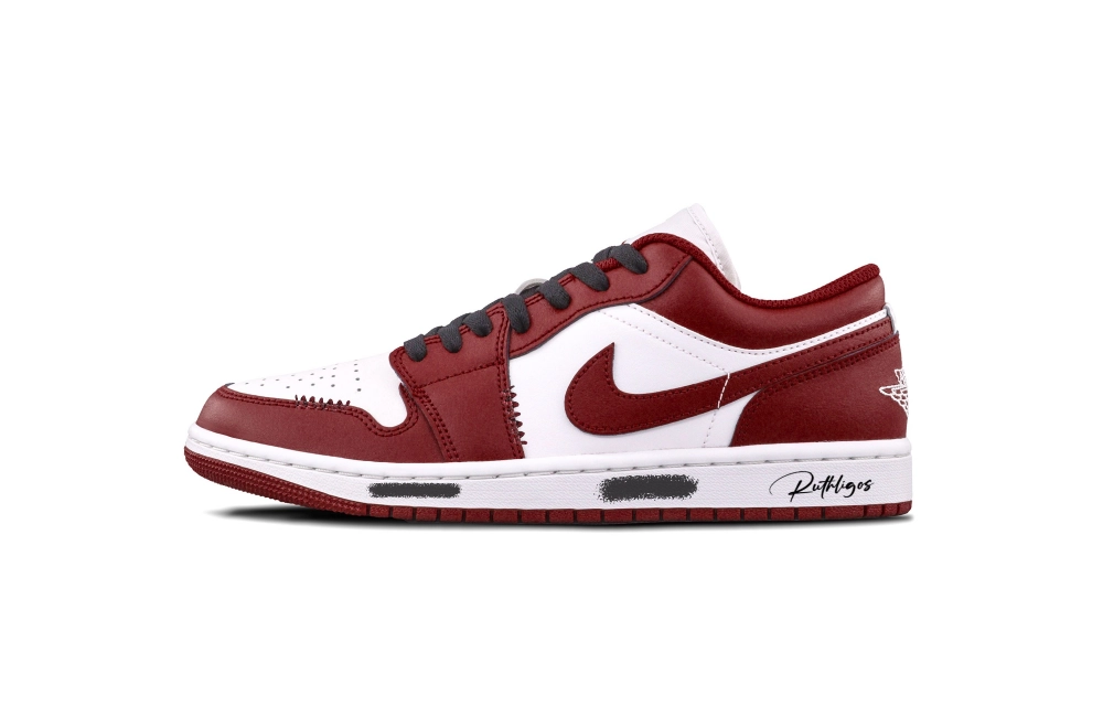 Jordan Air Jordan 1 Red Toe Cushioning, Wear Resistant Low top Vintage Basketball Shoes Unisex Red White