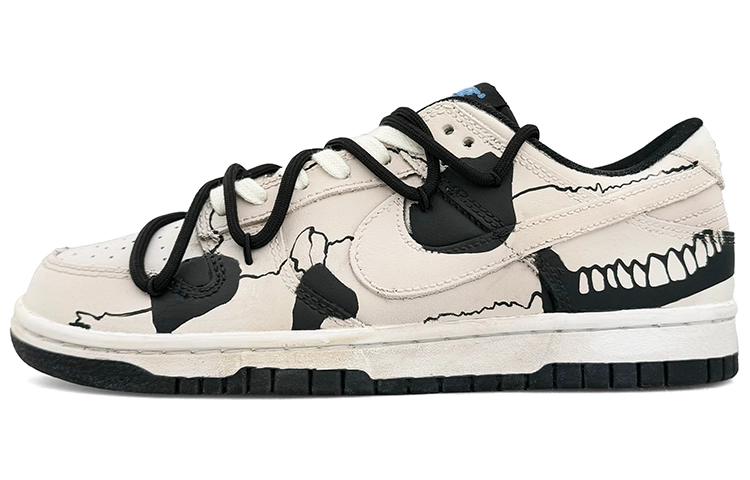 Nike Dunk Low-Top Skateboard Shoes Women's Beige Black