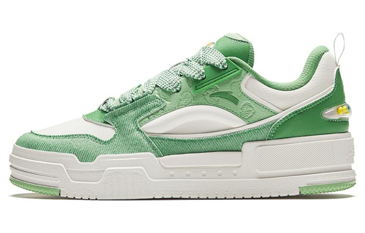 Anta Micro Sugar Puffy Shoes Anti Slip Wear Resistant Low Top Skateboard Shoes Men's White Green