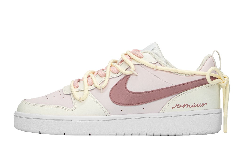 Nike Court Borough Low Top Skateboard Shoes GS Pink Beige