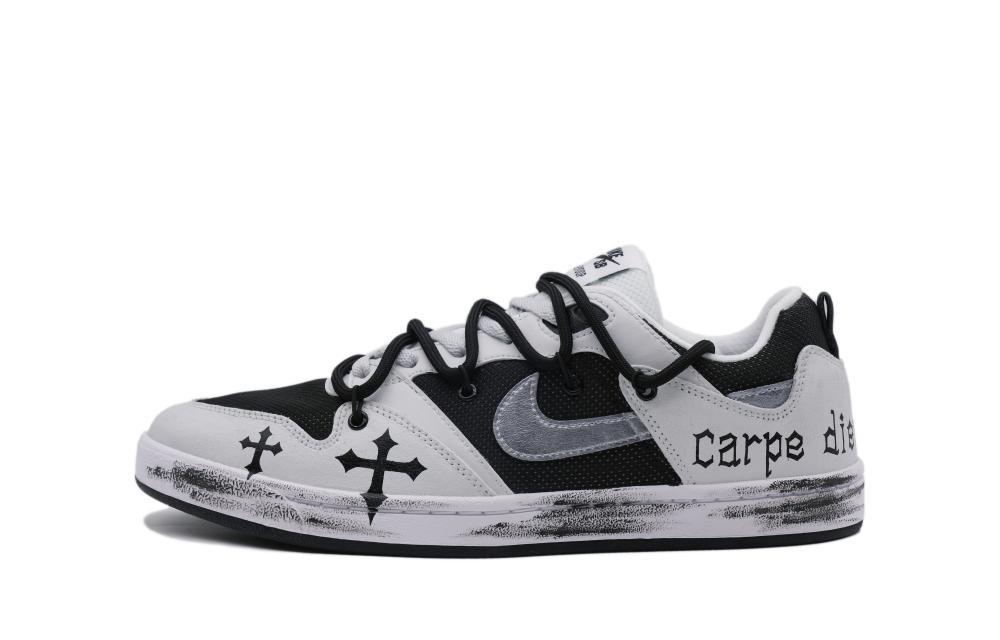 Nike SB Alleyoop Black White Crown Anti-Slip And Wear-Resistant Lightweight Low-Top Skateboard Shoes Men's Black White