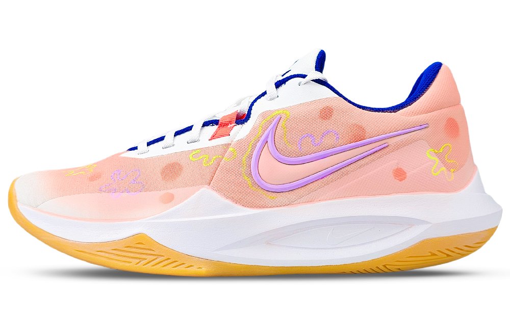 Nike Precision 6 Abrasion Resistant Low Top Basketball Shoes Men's Pink Yellow