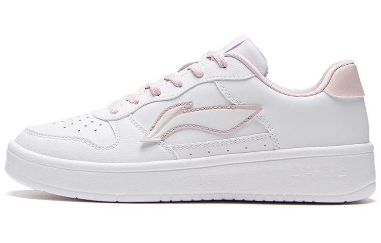 LiNing Pontoons Slip Resistant, Abrasion Resistant, Lightweight, Breathable Low top Skateboard Shoes Women's White Pink