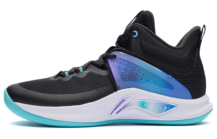 LiNing Flashing Cushioning Anti-Slip And Wear-Resistant Low-Top Basketball Shoes Men's Light Blue