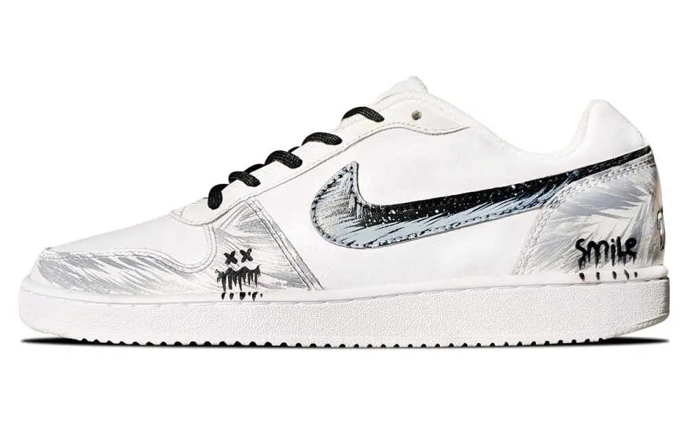 Nike EBERNON Abrasion Resistant Low top Skateboard Shoes Unisex Black White Gray