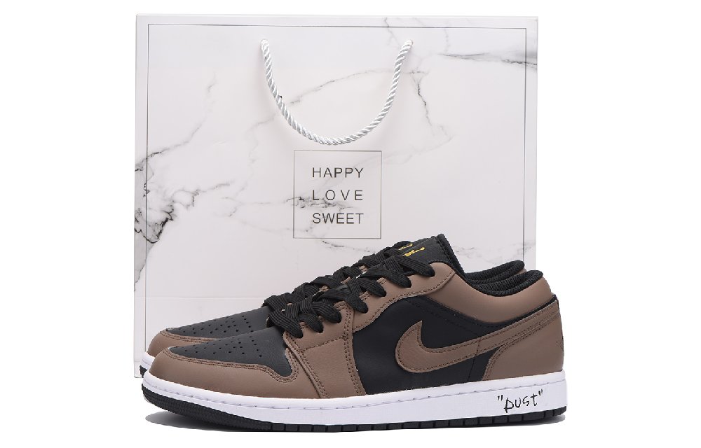 Jordan Air Jordan 1 Anti-Slip Wear-Resistant Low-Top Vintage Basketball Shoes Unisex Black Brown
