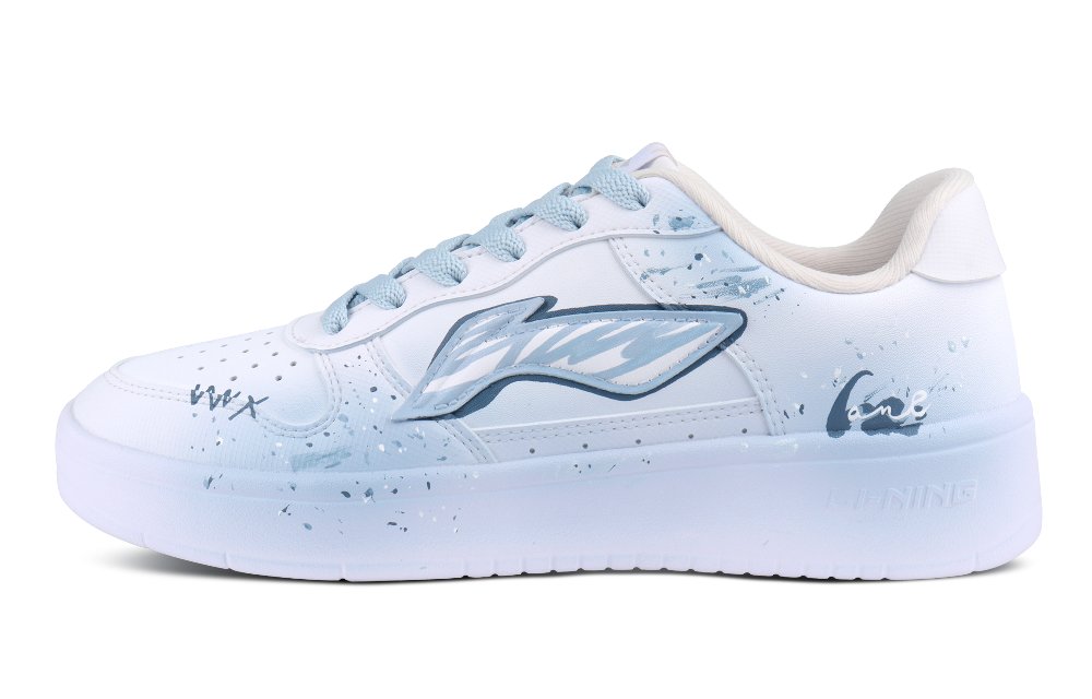 LiNing Pontoon Boats Slip Resistant Lightweight Height Increasing Low Top Skateboard Shoes Unisex Blue White