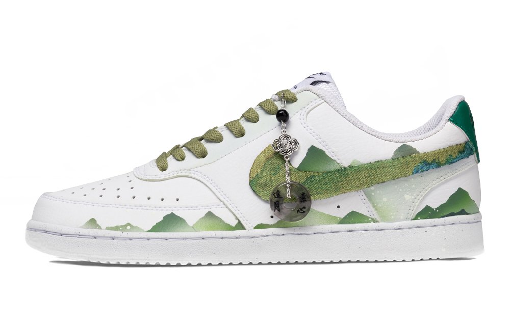 Nike Court Vision 1 Deep In The Mountains Abrasion Resistant Low Top Skateboard Shoes Men's White Green