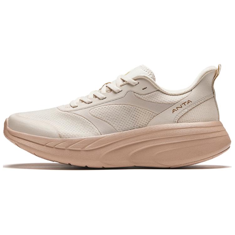 Anta Cushioned Wear-Resistant Slip-Resistant Low-Top Running Shoes Women's Beige Gray