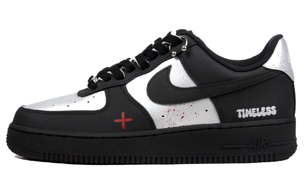 Nike Air Force 1 Slip-Resistant Coverage Low-Top Skateboard Shoes Unisex Matte Black Silver
