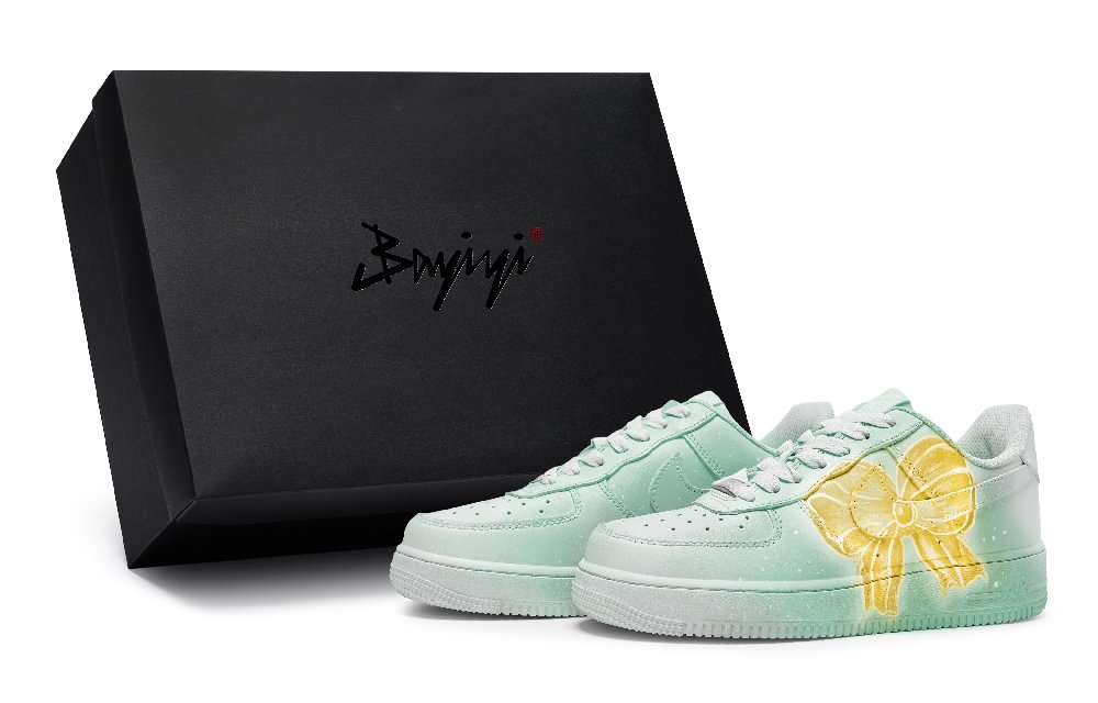 Nike Air Force 1 LOW 811 Manufacturing, Maiden's Knot Green, Special Shoe Box Low Top Skateboard Shoes GS Green Yellow