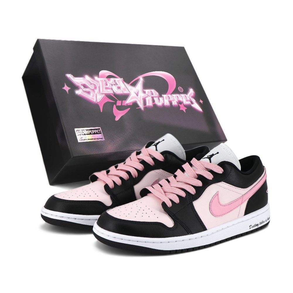Jordan Air Jordan 1 Black Pink Low Top Vintage Basketball Shoes Women's Black Pink