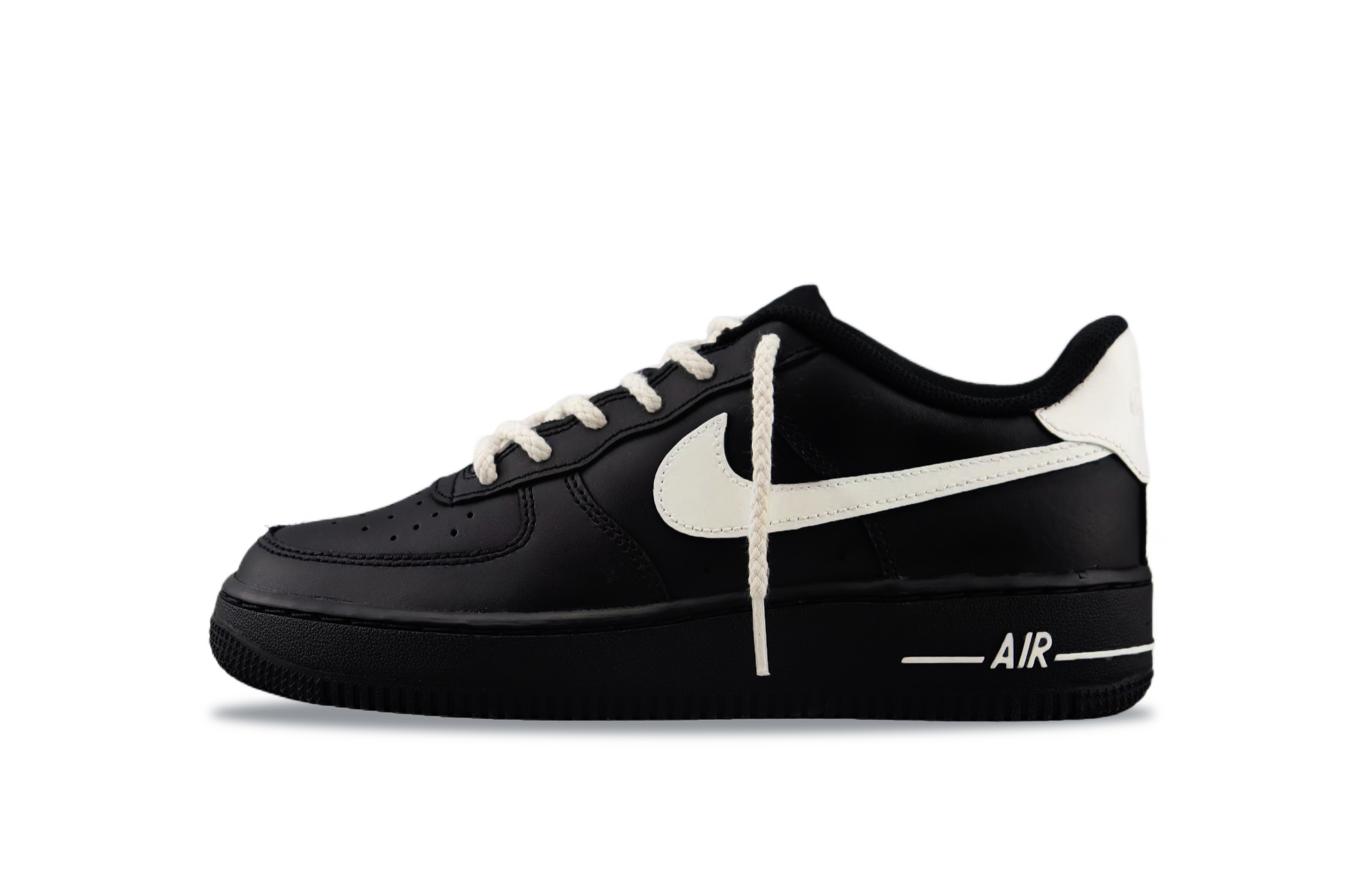 Nike Air Force 1 Slip Resistant Abrasion Resistant Low top Skateboard Shoes Unisex Beige Black