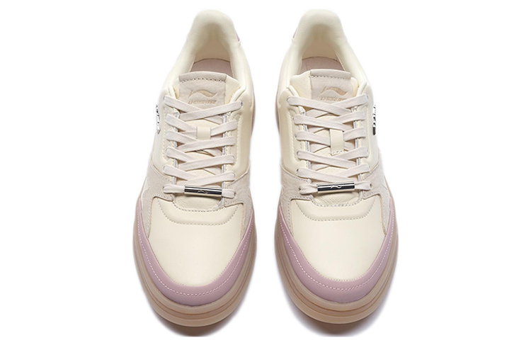 LI NING 1990 Classic Collection Skateboard Shoes Women's Low Top Light Ancient Yellow/Light Mauve Purple