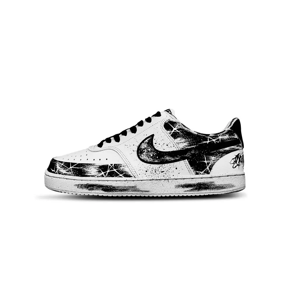 Nike Court Vision 1 Cushioning, Wear Resistant Low top Skateboard Shoes Men's Black White