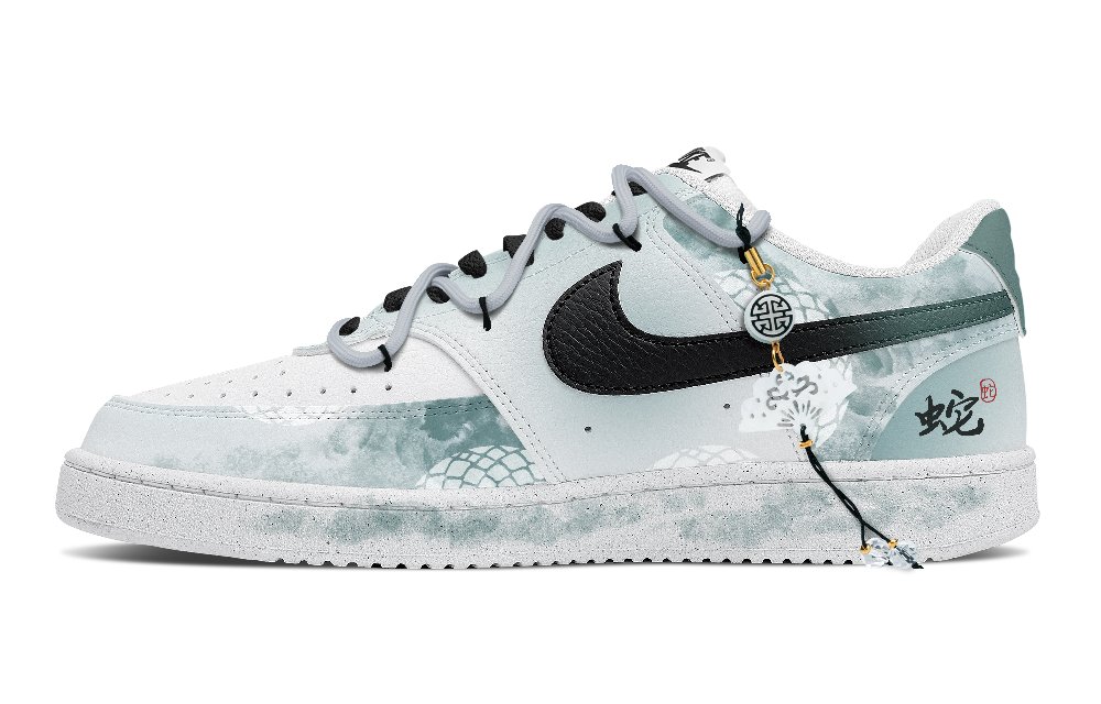 Nike Court Vision 1 Anti-Slip Wear-Resistant Low-Top Skateboard Shoes Men's White Green