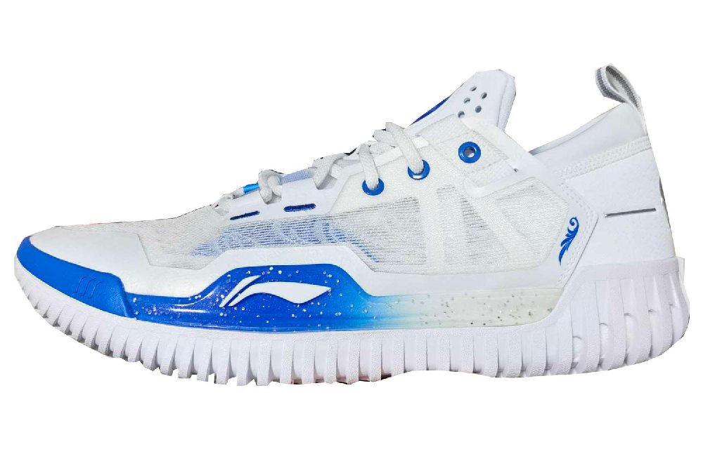 LiNing Badfive 3 Low Cushioning Wear-Resistant Mid-Top Basketball Shoes Men's Blue White