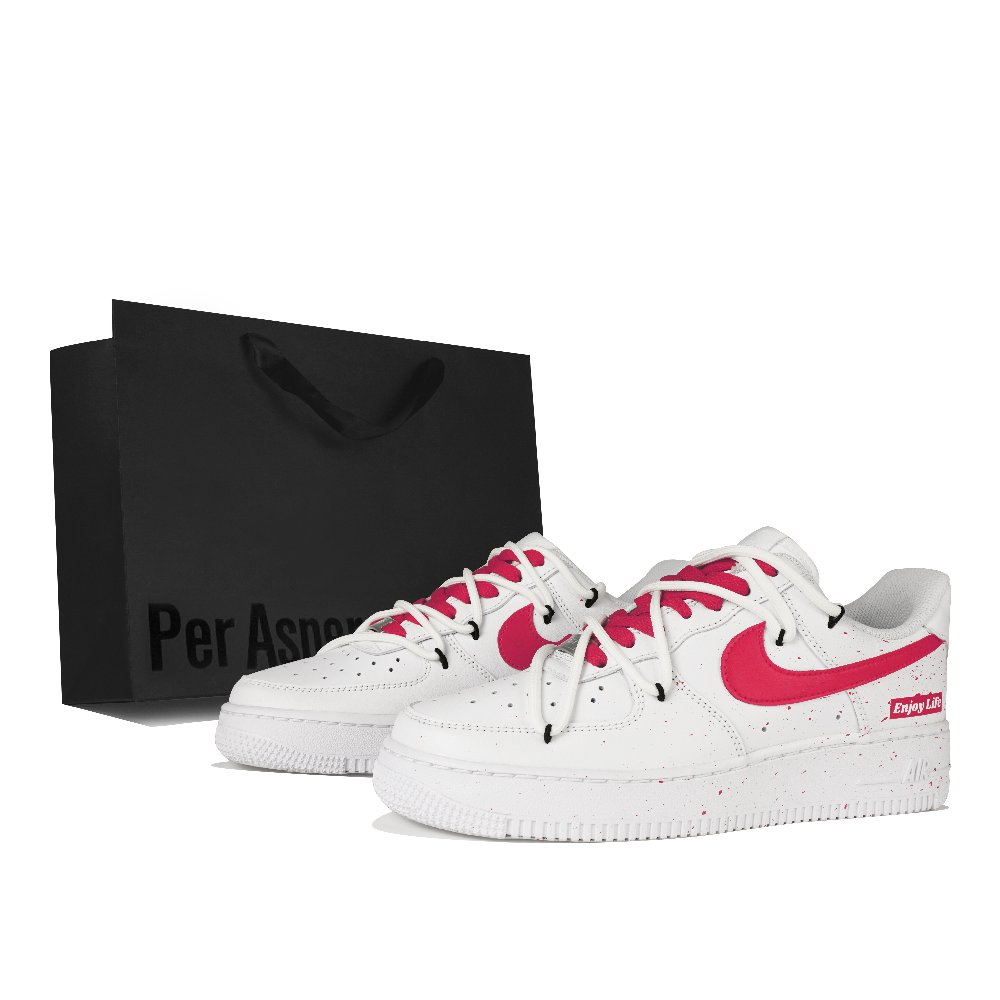 Nike Air Force 1 Low-Top Skateboard Shoes Women's White Red