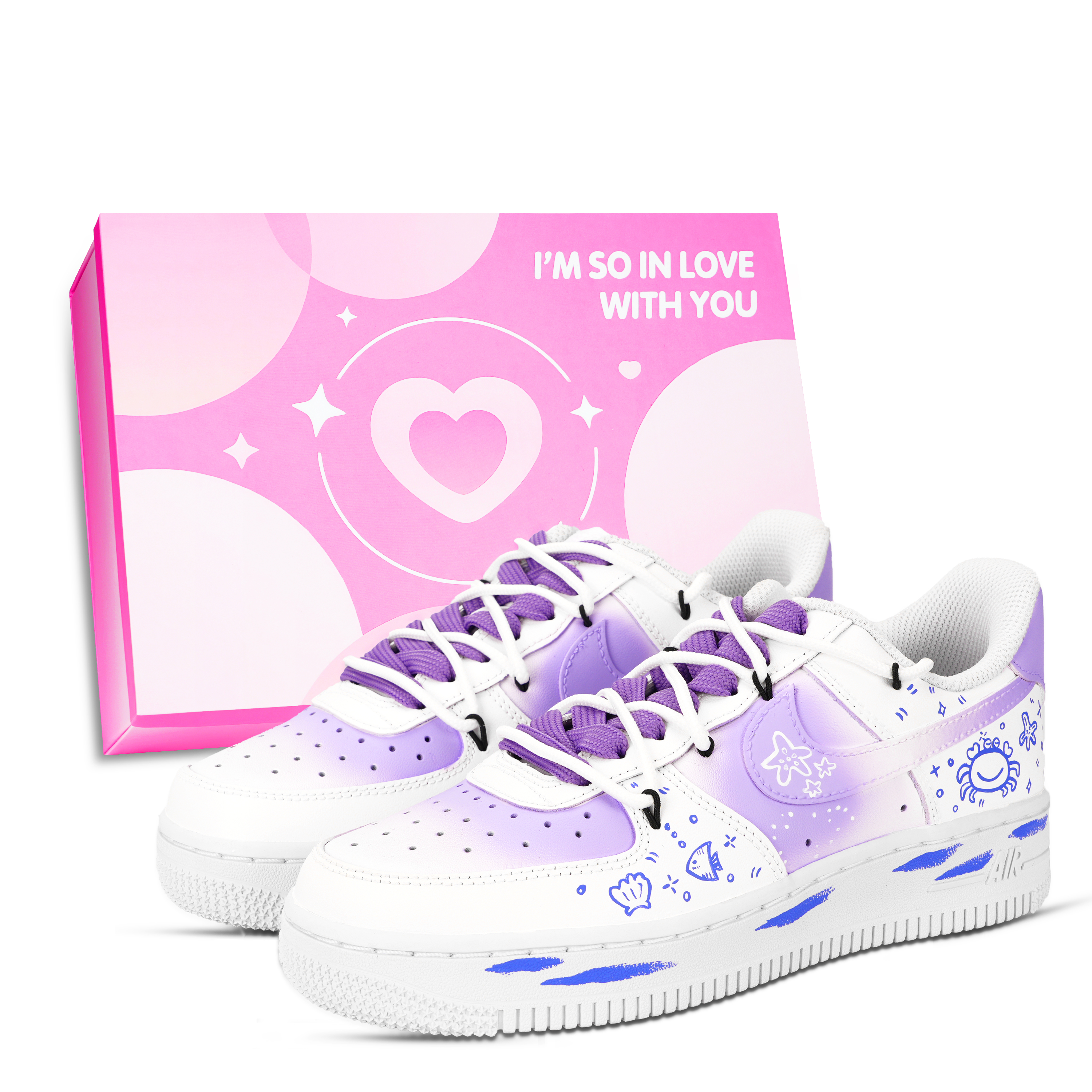 Nike Air Force 1 Ocean Paradise Abrasion Resistant Low top Skateboard Shoes Unisex Purple Blue White