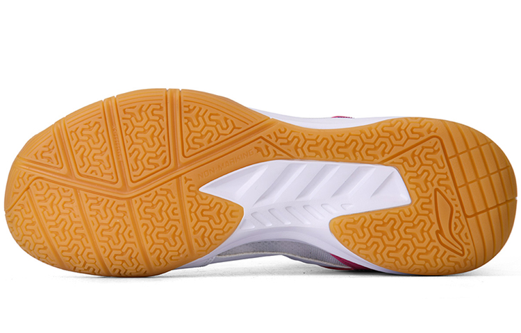 LiNing Feather Cushioned Wear Resistant Breathable Lightweight Low Top Badminton Shoes Unisex White Pink