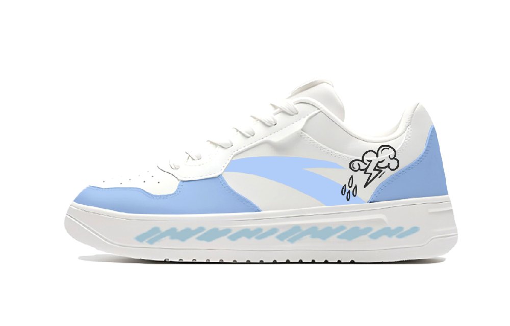 Anta Relaxed Slip Resistant, Abrasion Resistant, Lightweight Low Top Skateboard Shoes Unisex White Blue