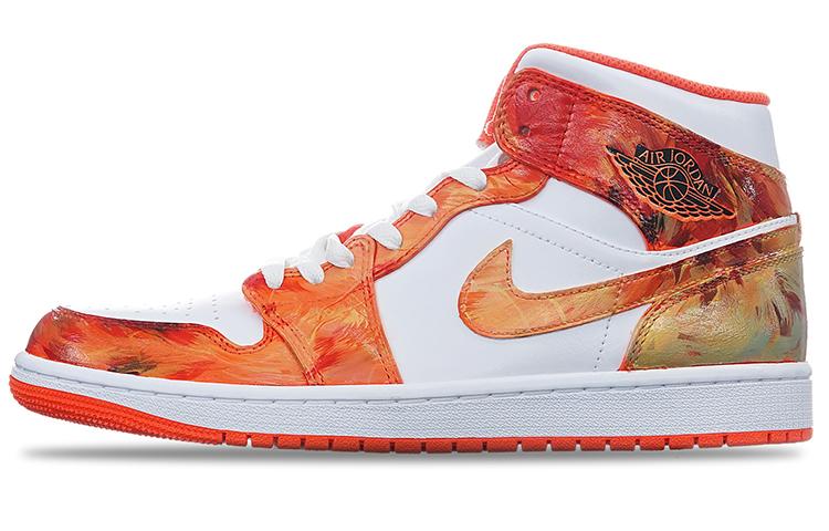 Jordan Air Jordan 1 Mid SE 'White/Orange' Mid-Top Vintage Basketball Shoes Unisex Orange White