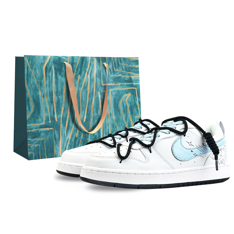 Nike Court Borough Slip-Resistant Breathable Water-Resistant Low-Top Skateboard Shoes GS White Blue