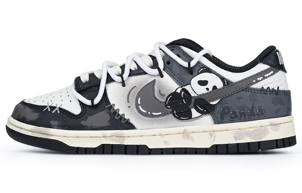 Nike Dunk Slip-Resistant Cushioning Wear-Resistant Low-Top Skateboard Shoes Women's Black White Gray