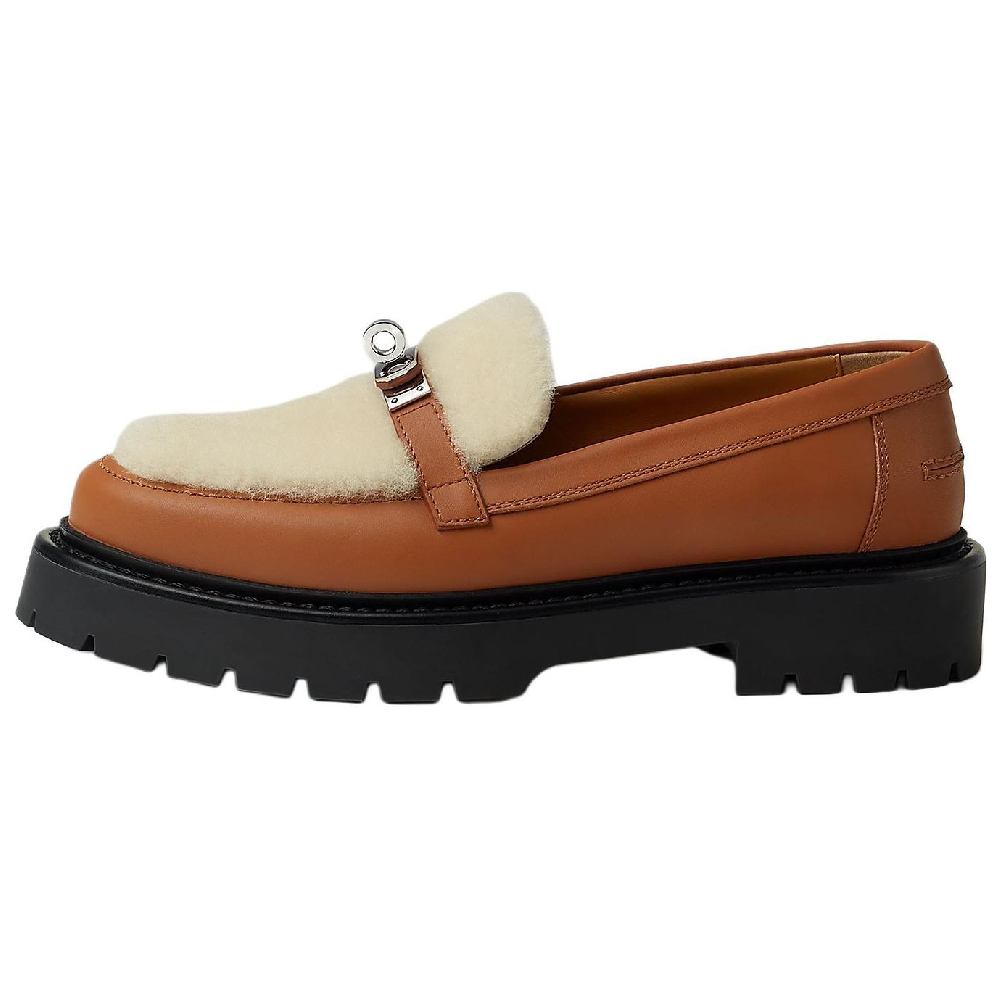 HERMES Icone Loafers Women's Brown