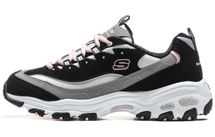 Skechers D'LITES 1.0 Milk Tea Bear, Vintage, Black Sugar Milk Low Top Chunky Sneakers Women's Black Gray