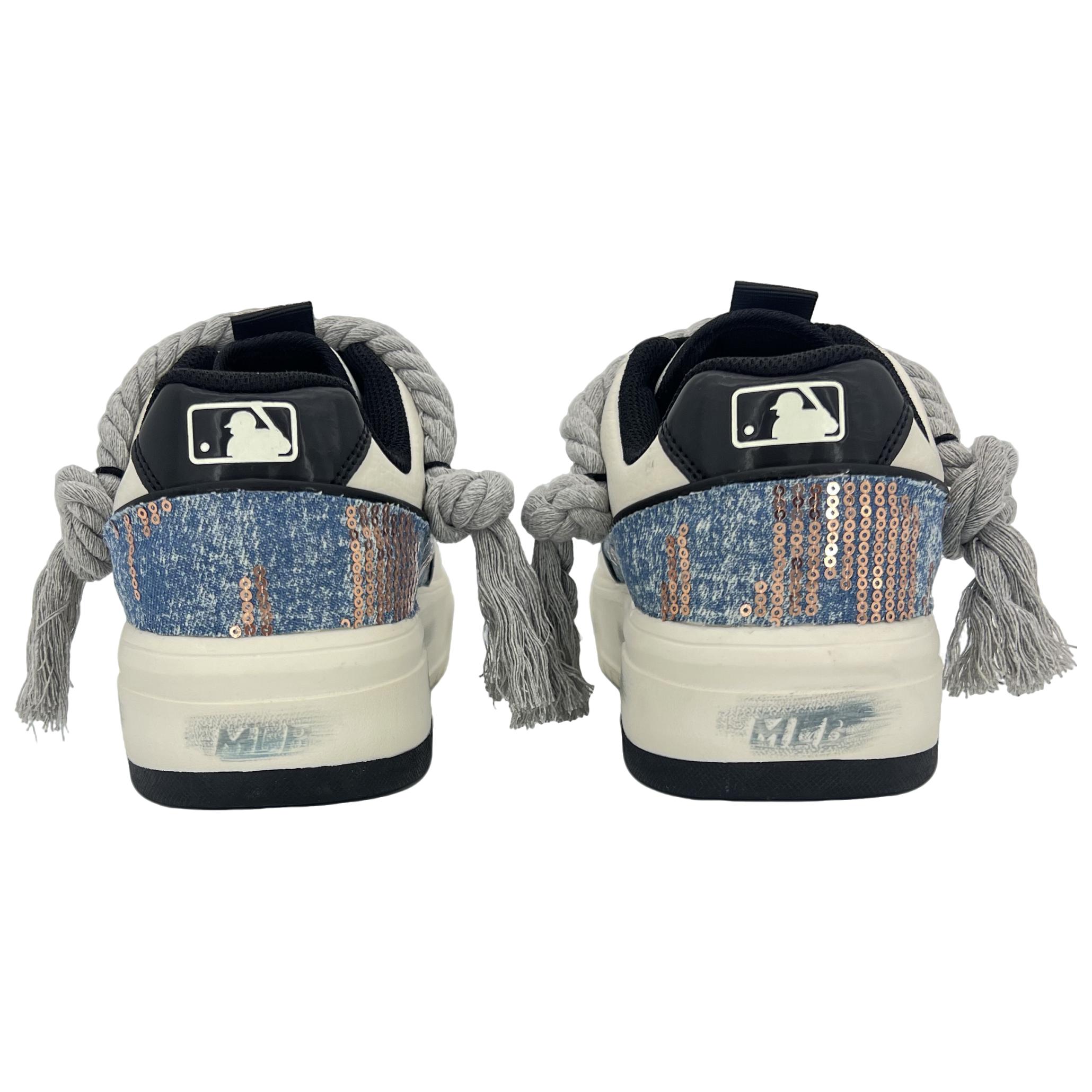 MLB Chunky Liner Anti-Slip Wear-Resistant Low-Top Skateboard Shoes Unisex Beige Blue