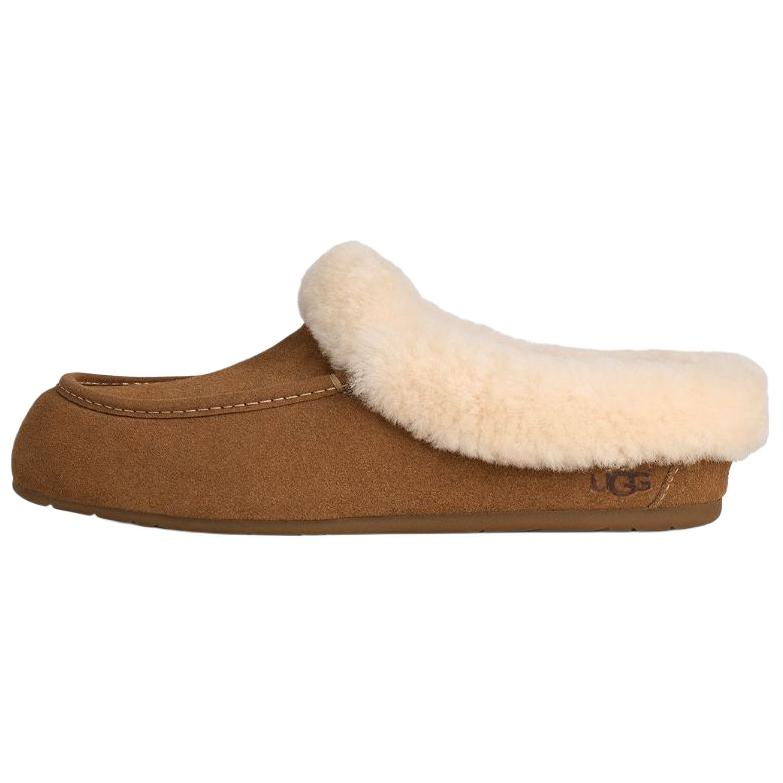 UGG ANSLEY Rubber Sole Abrasion Resistant Closed Toe Slippers Women's Chestnut