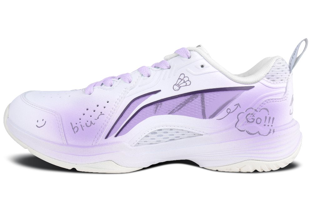 LiNing FLYING EAGLE Abrasion Resistant Breathable Low Top Badminton Shoes Unisex Purple White