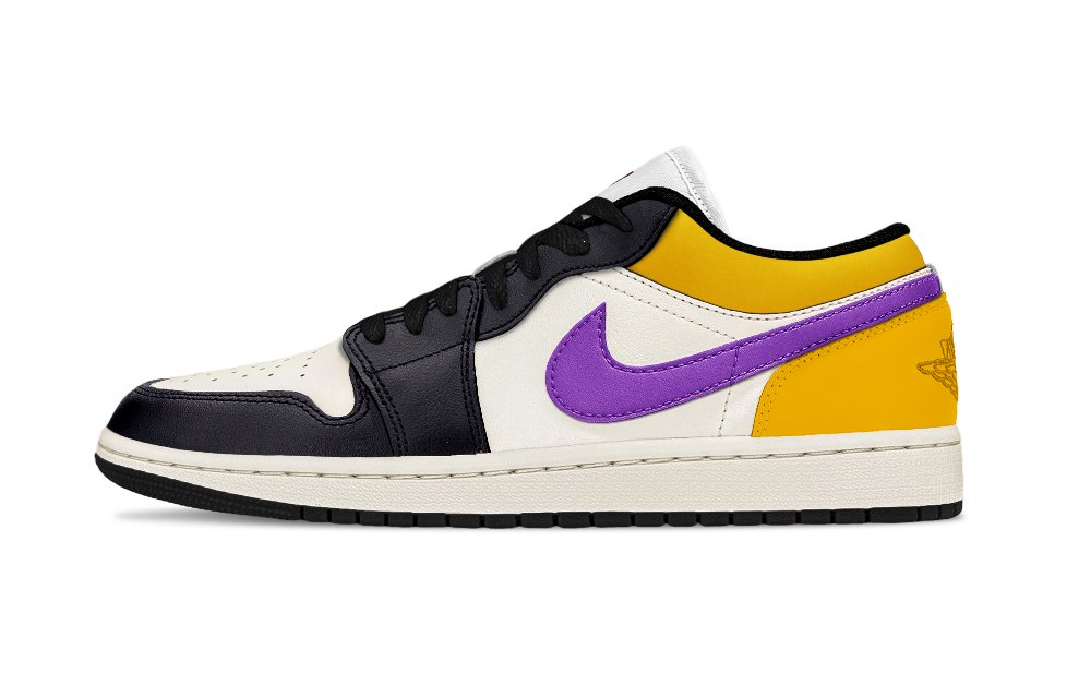 Jordan Air Jordan 1 Support Low Top Vintage Basketball Shoes Unisex Purple Yellow