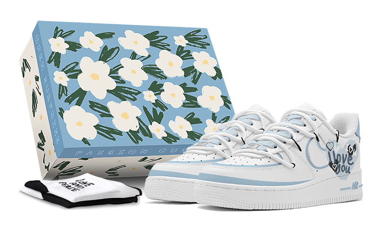 Nike Air Force 1 Low Low-Top Skateboard Shoes GS Blue White