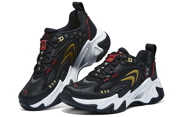 Skechers Stamina V3 Cushioning Wear-Resistant Low-Top Casual Shoes Men's Black White Gold