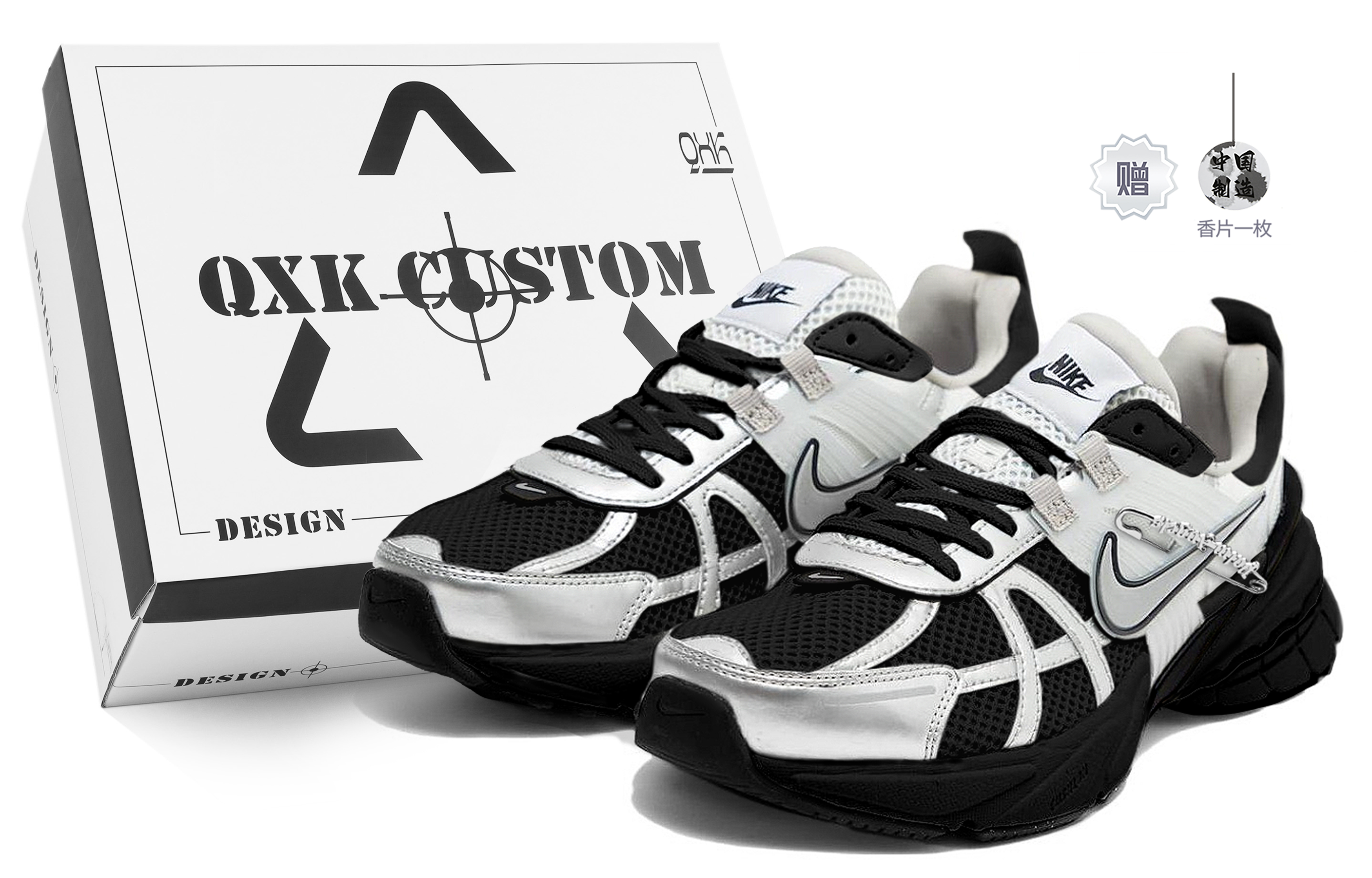 Nike V2K Run Slip Resistant Abrasion Resistant Low top Running Shoes Women's Black Silver
