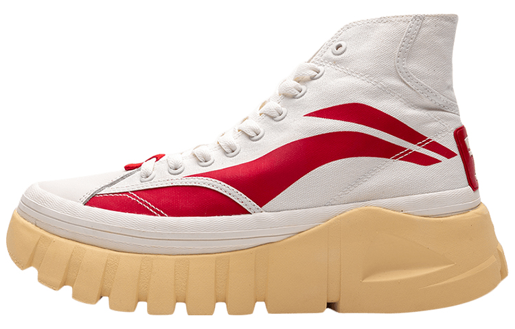 LiNing Wave BOOT Non-slip Lightweight High-Top Chunky Sneakers Men's White Red