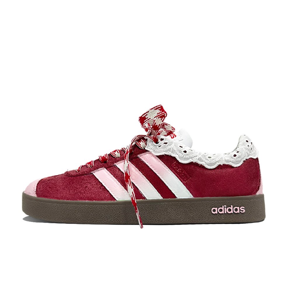 Adidas VL COURT 2.0 Count Black Tea Coverage Abrasion Resistant Low Top Skateboard Shoes Unisex Red