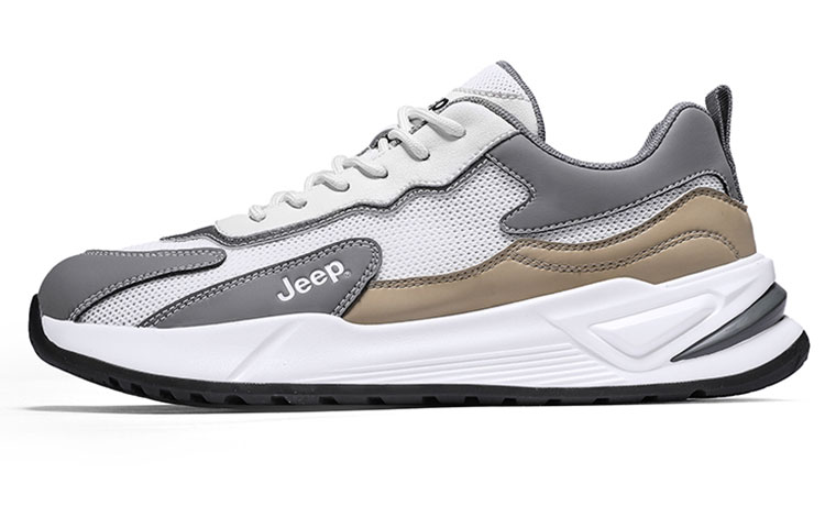 Jeep Cushioning Wear-Resistant Low-Top Casual Running Shoes Men's Beige Gray