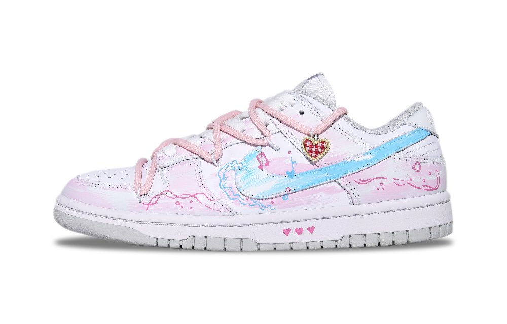 Nike Dunk Slip Resistant Low Top Skateboard Shoes Women's White Pink