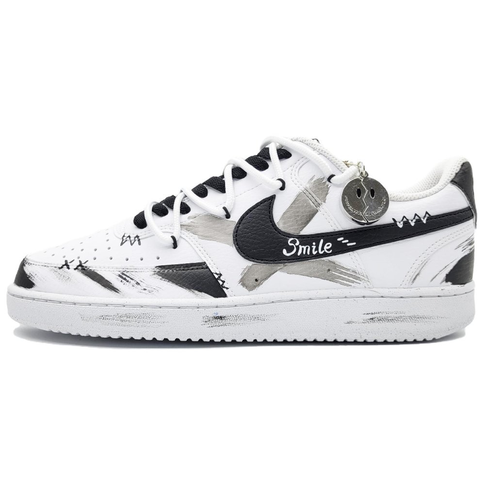 Nike Court Vision 1 Low Top Skateboard Shoes Men's Black White