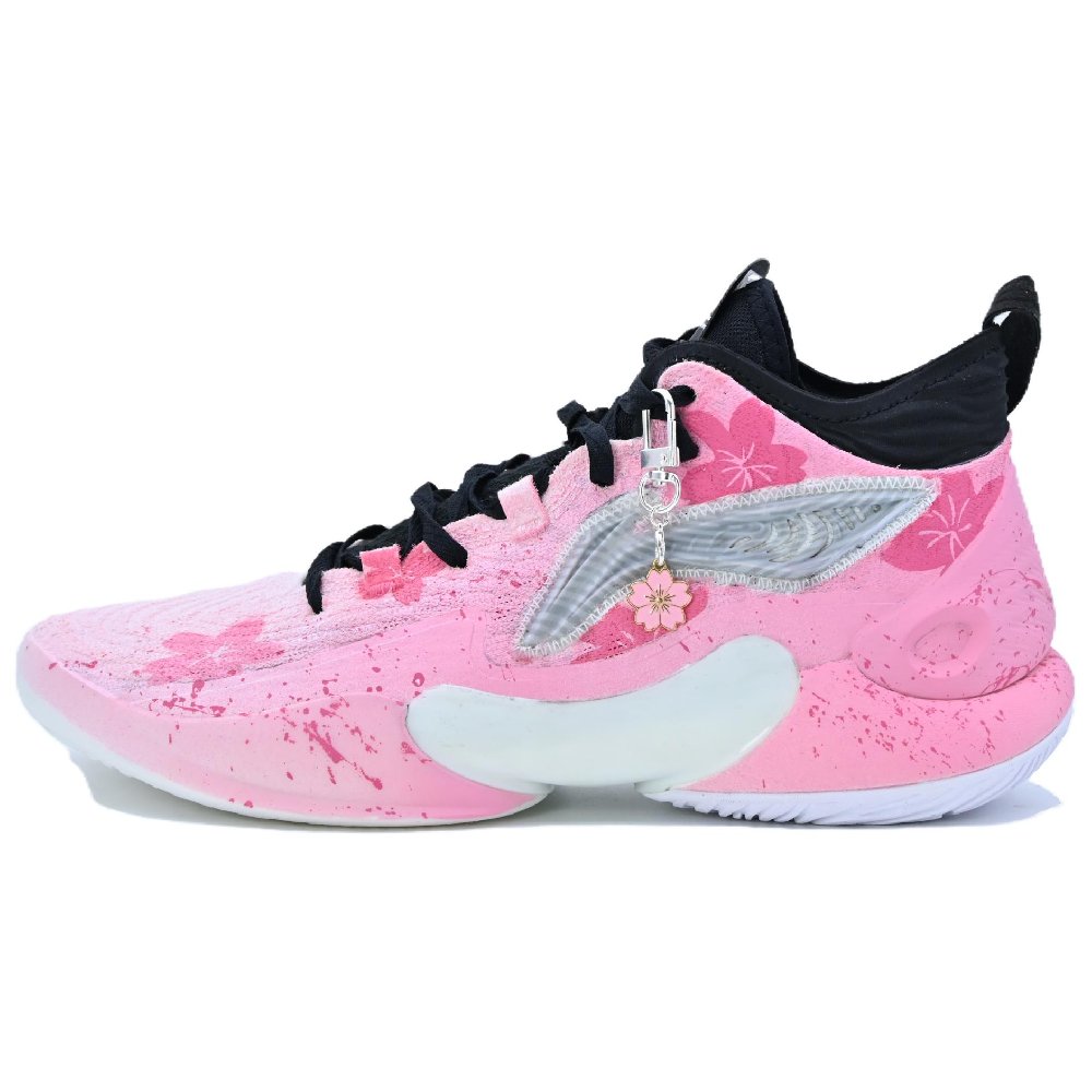 LiNing YuShuai 18 Cherry Blossom Drifting Love Cushioned Wear-Resistant Coverage Mid-Top Basketball Shoes Men's Pink