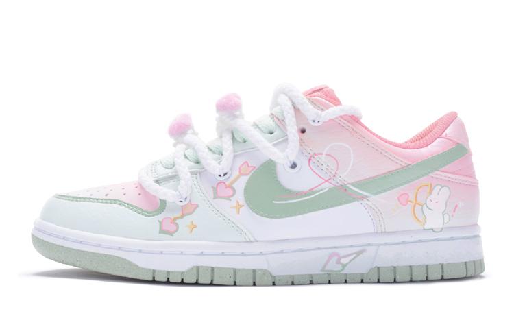 Nike Dunk Next Nature Anti Slip Wear Resistant Low Top Skateboard Shoes Women's White Pink Green
