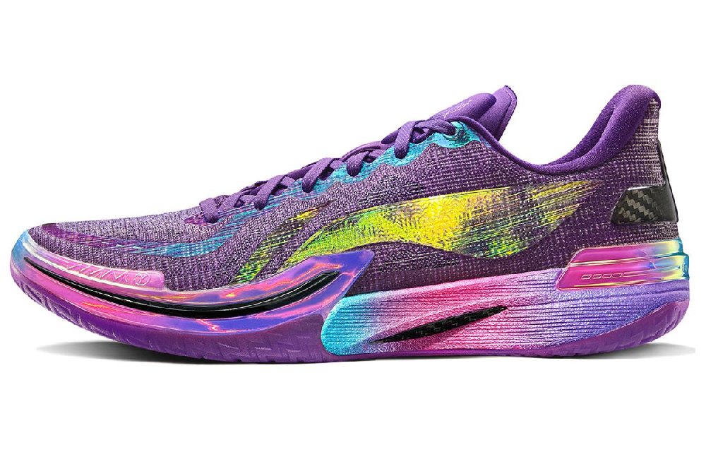 LiNing Gamma Radiation Storm Anti-Slip And Wear-Resistant Support Rebound Low-Top Basketball Shoes Men's Purple