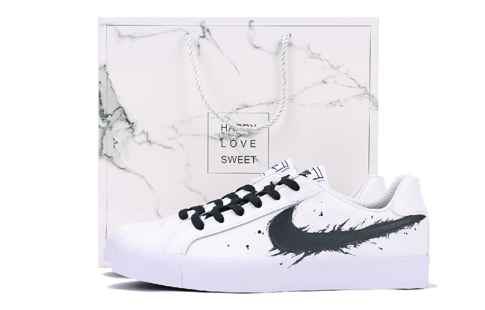Nike Court Royale Chestnut Anti-Slip Wear-Resistant Low-Top Skateboard Shoes Unisex Black White