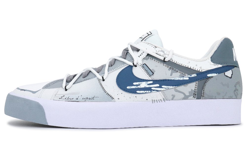 Nike Court Royale Coverage Lightweight Breathable Low-Top Skateboard Shoes Unisex Blue Gray