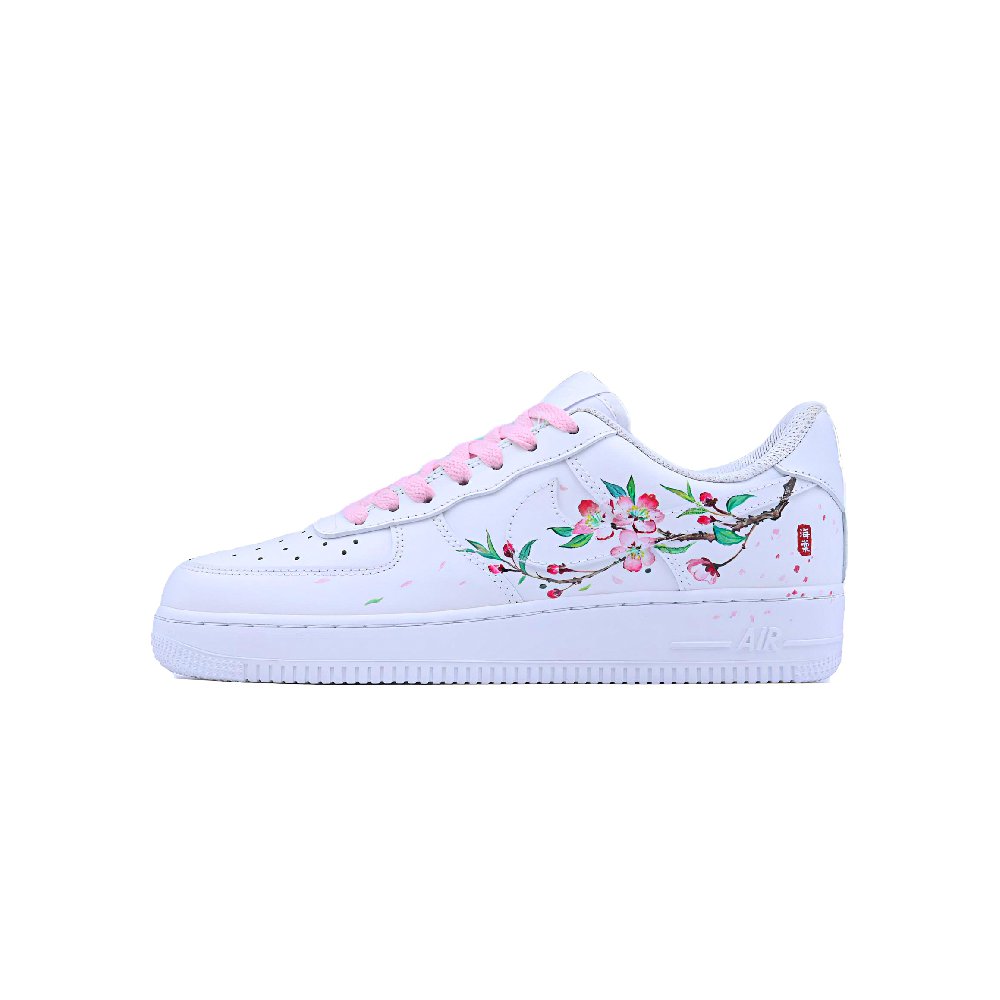 Nike Air Force 1 Begonia Abrasion Resistant Low Top Skateboard Shoes Unisex White Pink
